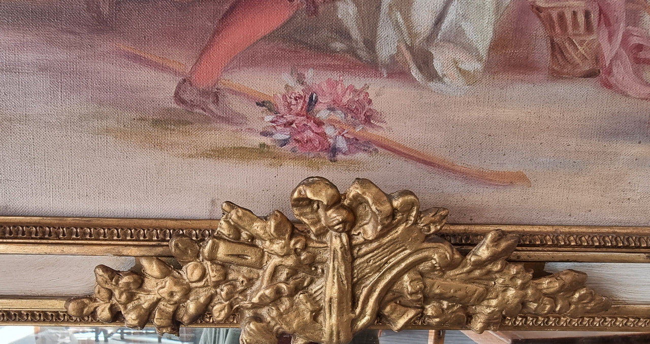 Antique French Gilt & Hand Painted Decorative Trumeau Mirror | Antique & Vintage | Moonee Ponds Antiques | Australia Wide
