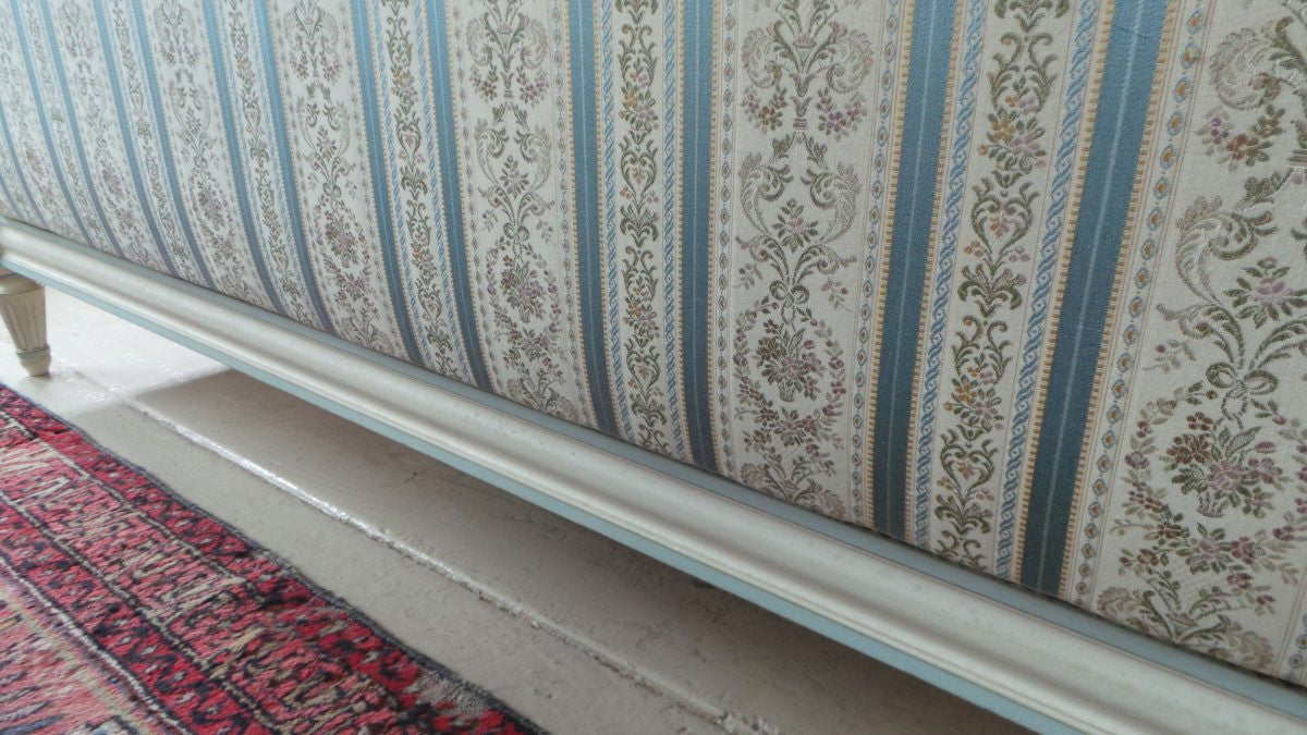 French Chalk Painted Upholstered Queen Size Bed | Antique & Vintage | Moonee Ponds Antiques | Australia Wide Delivery