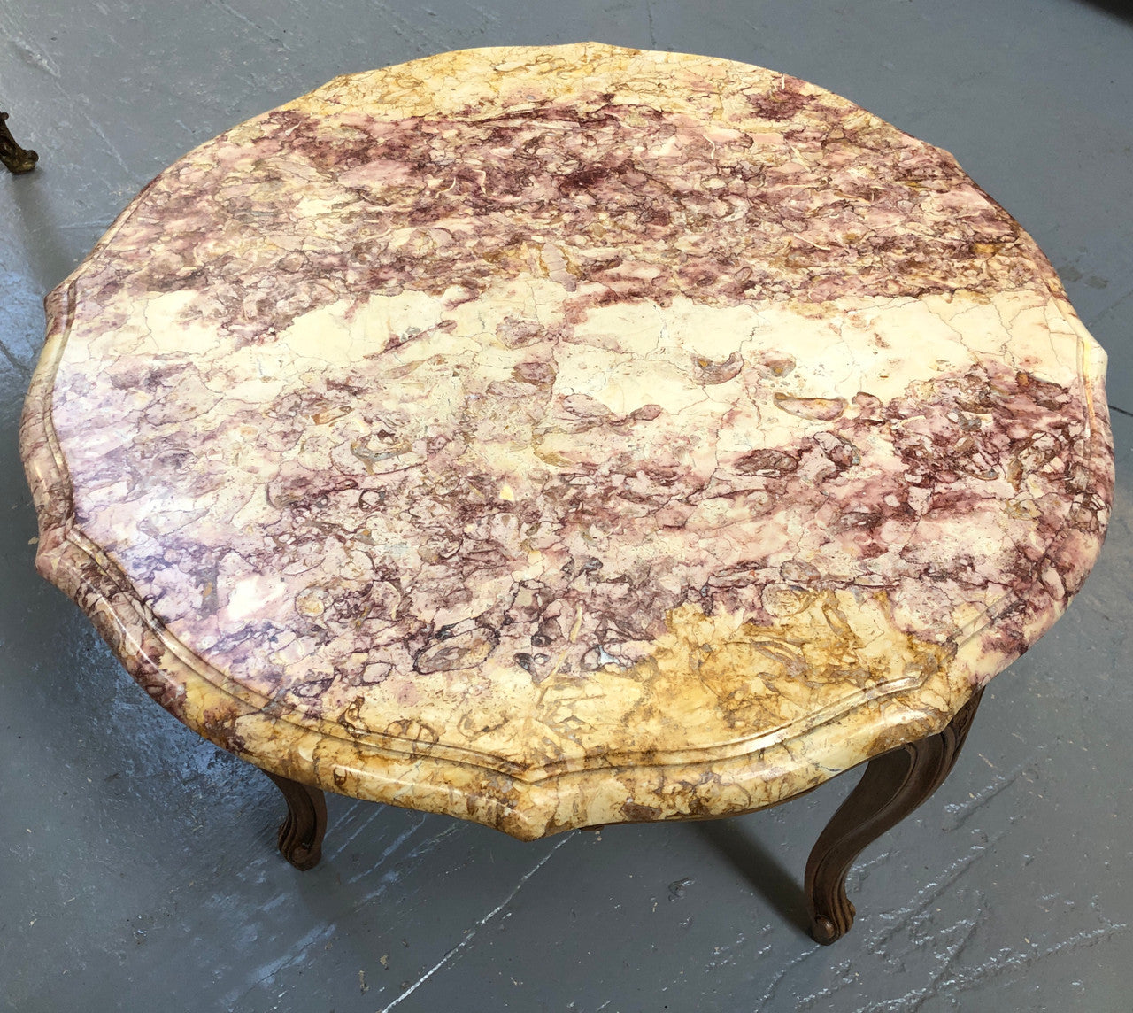 Louis XV th Style Walnut Marble Top Round Coffee Table | Antique & Vintage | Moonee Ponds Antiques | Australia Wide Delivery