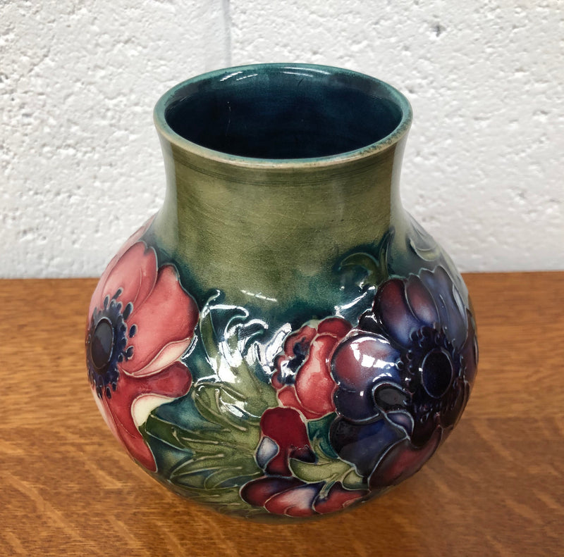 Anemone pattern hand-painted Moorcroft vase, in good condition.