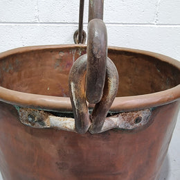 Antique French Copper firewood handled bucket. It is in good original detailed condition.