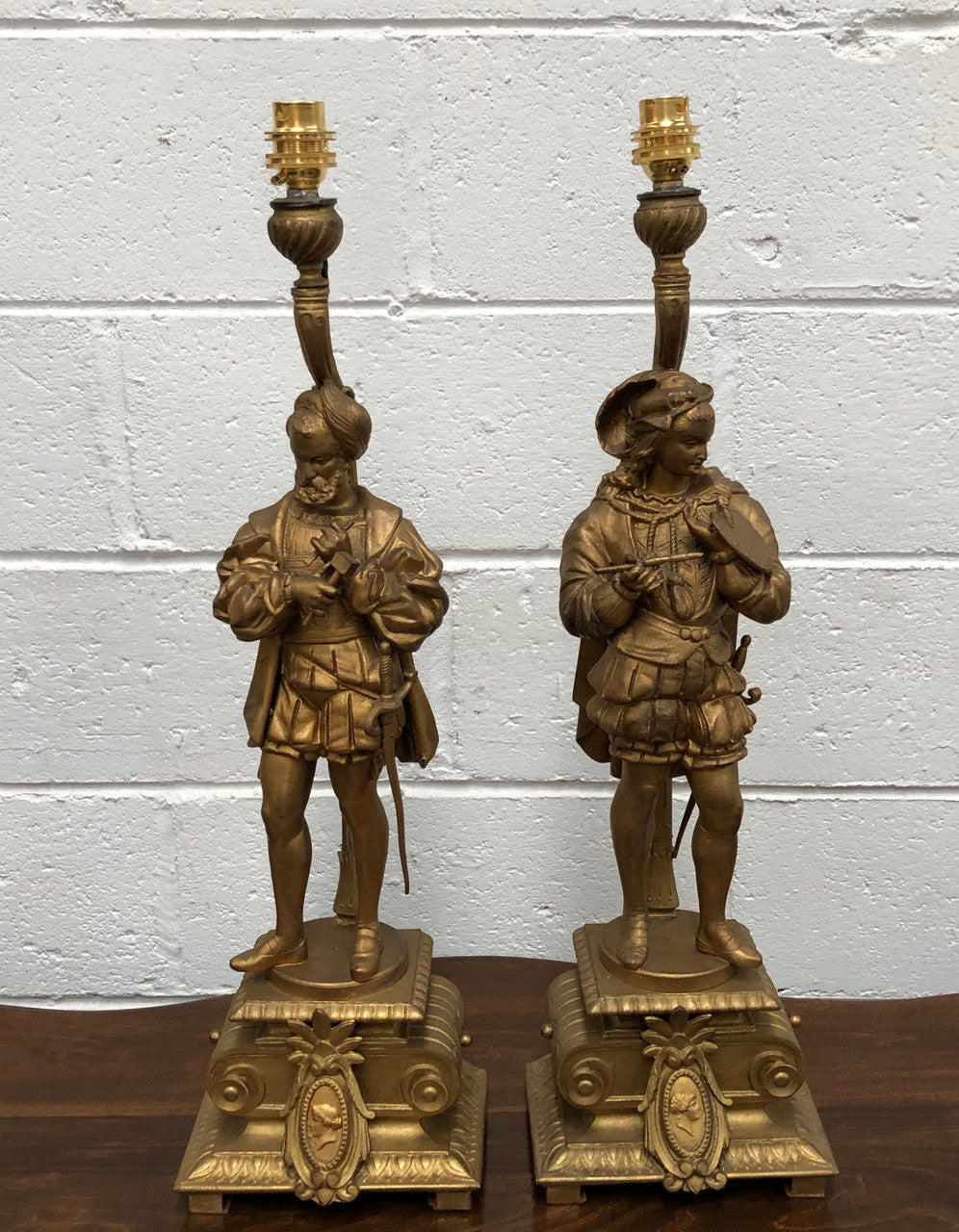 Fabulous Pair Of French Gilt Metal Table Lamps Of "The Artist" & "The Sculptor" | Antique & Vintage | Moonee Ponds Antiques | Australia Wide Delivery