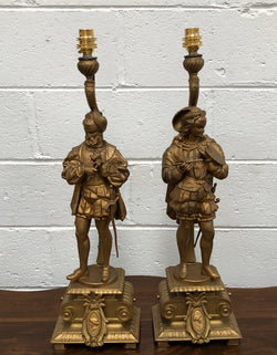 Fabulous Pair Of French Gilt Metal Table Lamps Of "The Artist" & "The Sculptor" | Antique & Vintage | Moonee Ponds Antiques | Australia Wide Delivery