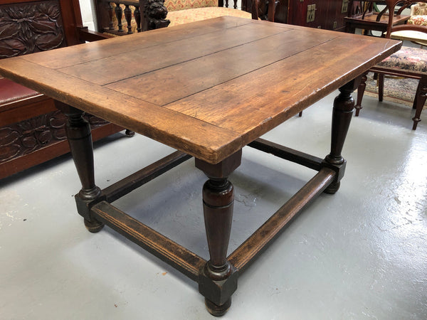 18th century French Oak Farmhouse table of small proportions. Practical square shape and size ideal for a unit or apartment. In good original detailed condition.