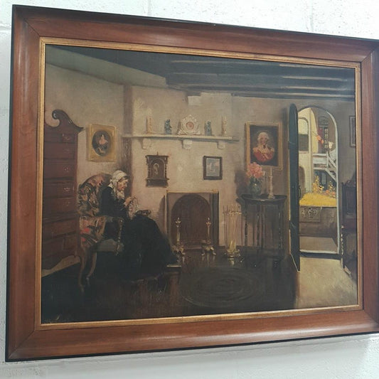 Sourced from France is this beautiful framed oil on canvas painting. Painting is titled the whistlers mother. Is in good original condition.