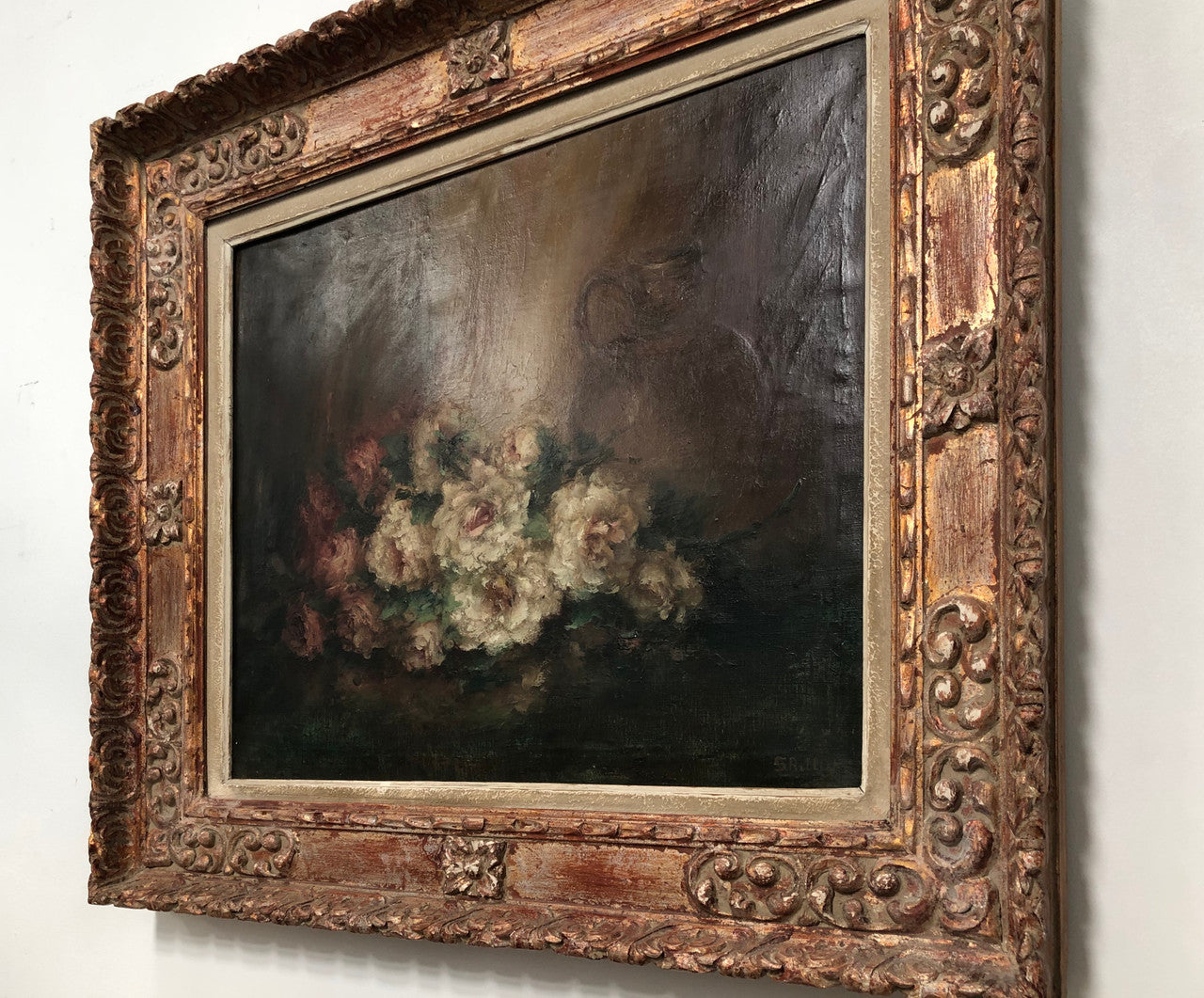 Beautiful French Antique Floral Painting