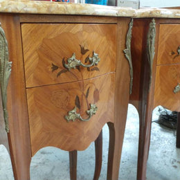 Beautiful Pair Of French Inlaid Bedsides