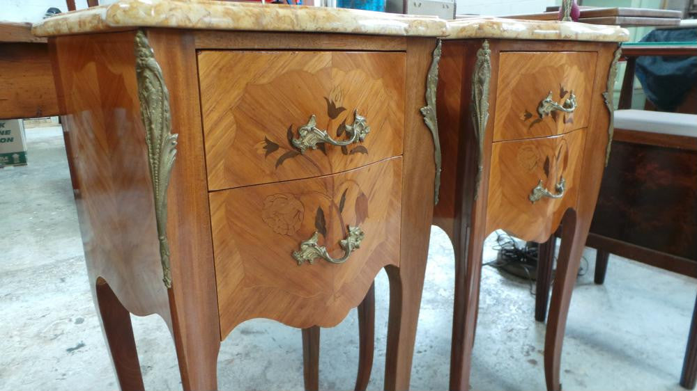 Beautiful Pair Of French Inlaid Bedsides | Antique & Vintage | Moonee Ponds Antiques | Australia Wide Delivery