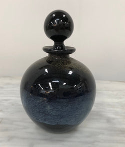 Nick Wirdnam Round Black & Gold Art Glass Scent Bottle | Antique & Vintage | Moonee Ponds Antiques | Australia Wide Delivery