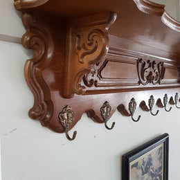 French Oak Wall Mounted Hat / Coat Rack