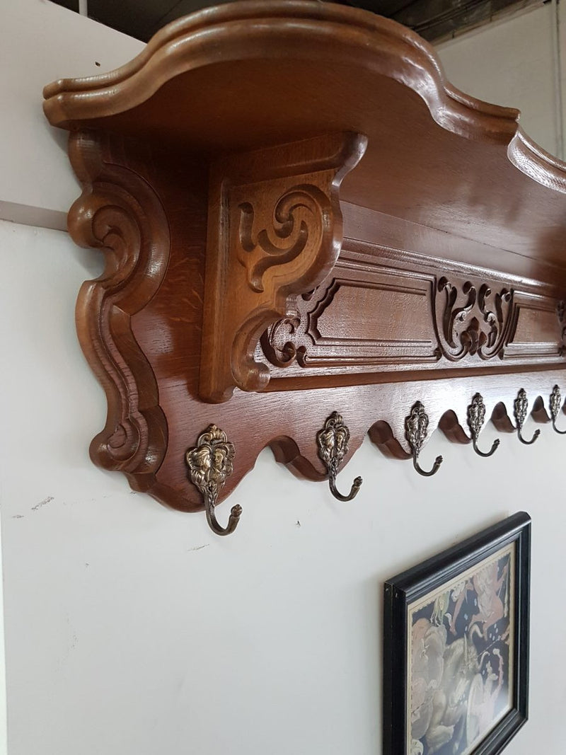 French Oak Wall Mounted Hat / Coat Rack