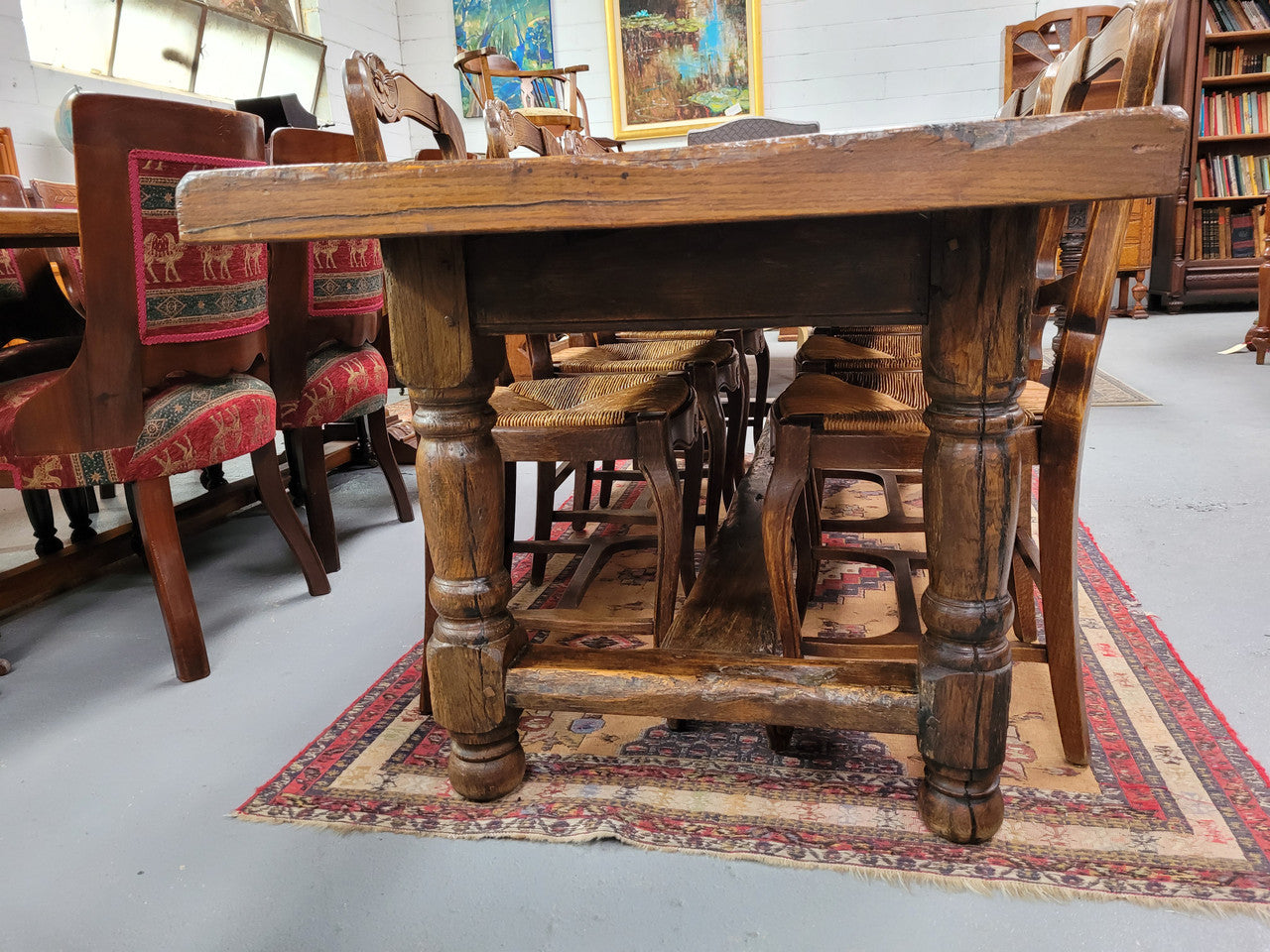 Large Impressive 2.5 Meter Antique French Oak Farmhouse Table