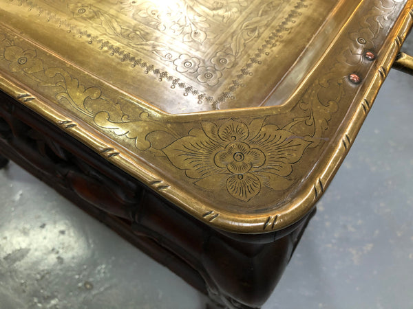 Victorian Rosewood auto/drinks trolley with a very decorative removable brass tray. In very good original detail condition.