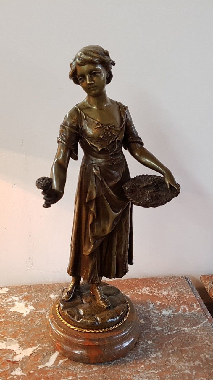 Rare French Bronze "Flower Seller" By Eugene Antoine Aizelin | Antique & Vintage | Moonee Ponds Antiques | Australia Wide Delivery