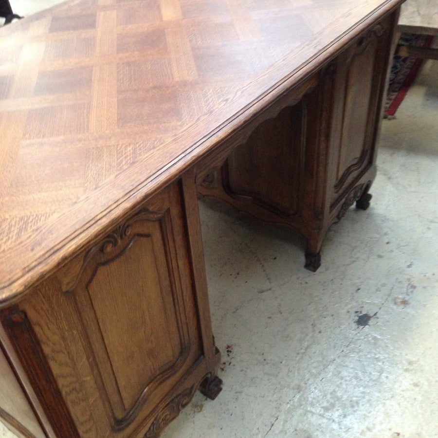 French Parquetry Top Oak Desk