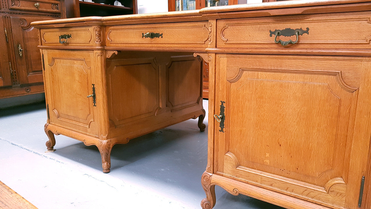 Louis XV Style Full Partners Desk With Parquetry Top | Antique & Vintage | Moonee Ponds Antiques | Australia Wide Delivery