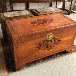 Chinese Carved Camphor Wood Chest