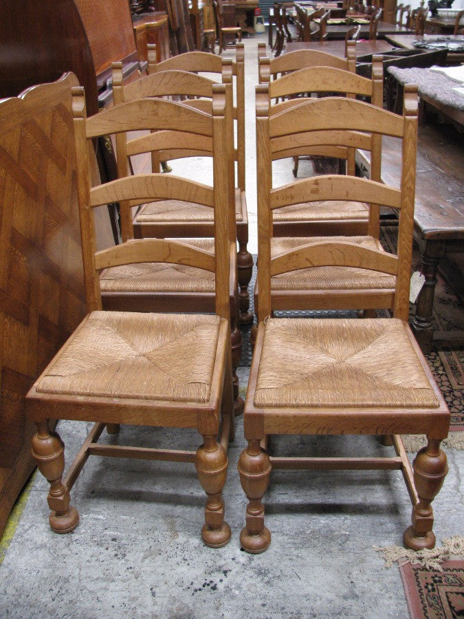 Set of 6 Solid French Oak Chairs