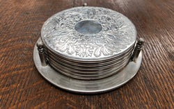 Set Of 6 Silver Coasters In Original Holder | Antique & Vintage | Moonee Ponds Antiques | Australia Wide Delivery