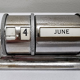 Art Deco Chrome Desk Perpetual Calendar