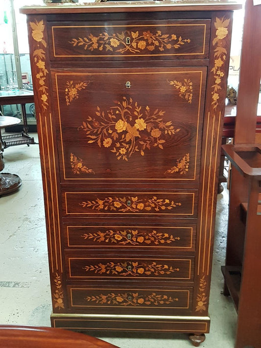 French Floral Marquetry Abattant