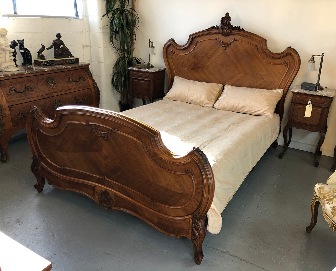 Antique French Walnut Louis XV Style Queen Size Bed | Antique & Vintage | Moonee Ponds Antiques | Australia Wide Delivery