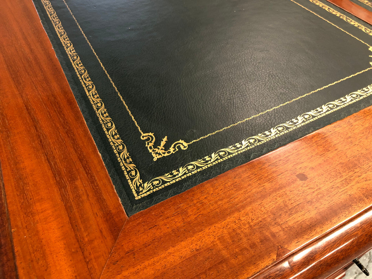 Antique French Mahogany & Leather Inset Top Double Pedestal Partners Desk | Antique & Vintage | Moonee Ponds Antiques | Australia Wide Delivery