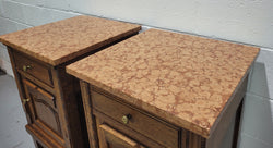 Pair of French Oak Marble Top Bedside Cabinets | Antique & Vintage | Moonee Ponds Antiques | Australia Wide Delivery