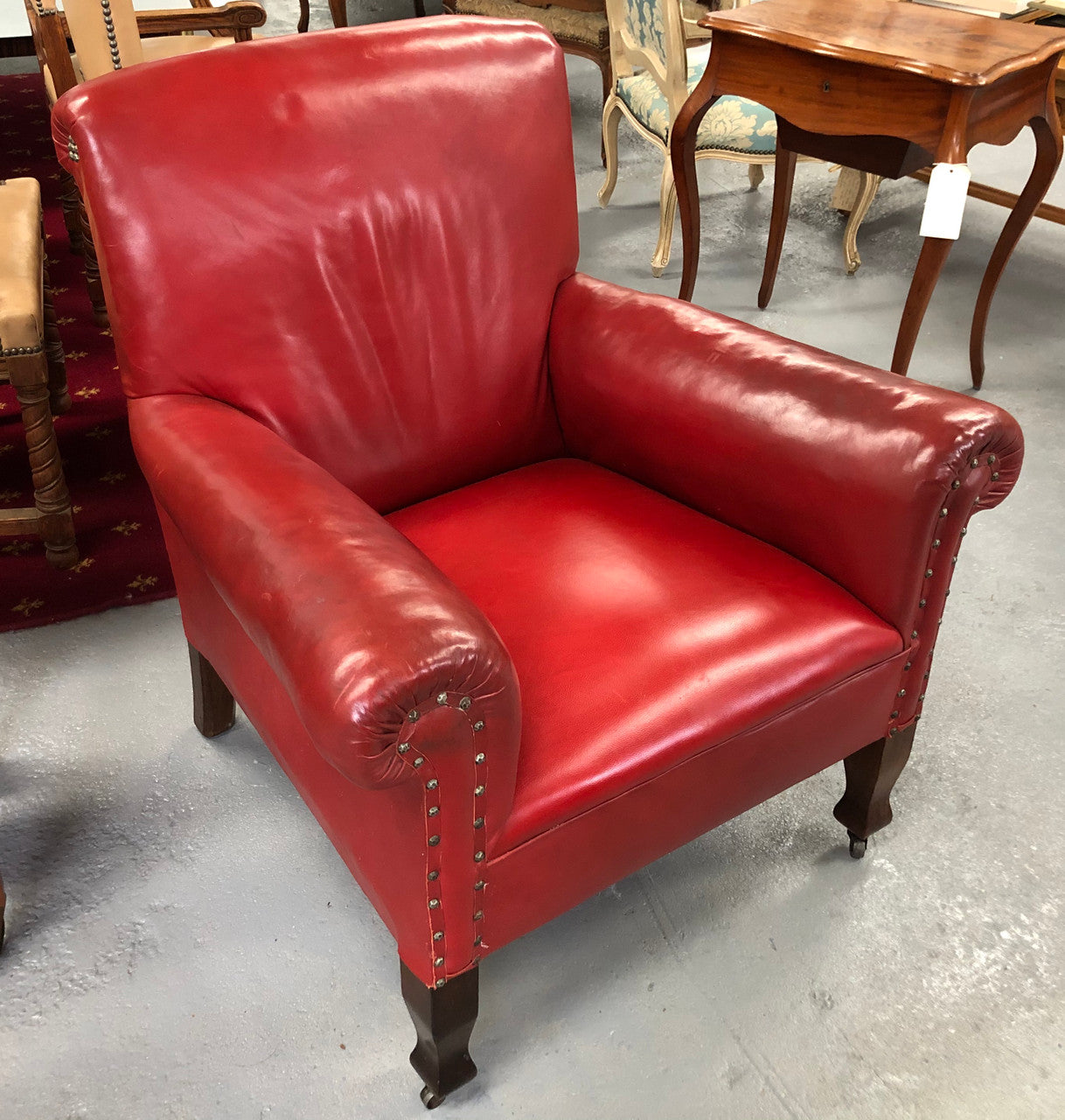 Art Deco Red Leather Arm Chair | Antique & Vintage | Moonee Ponds Antiques | Australia Wide Delivery