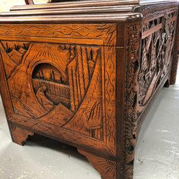Beautiful carved Camphor wood Chest