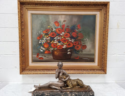 Beautiful Framed Oil on Canvas of Poppies & Daisy's | Antique & Vintage | Moonee Ponds Antiques | Australia Wide Delivery