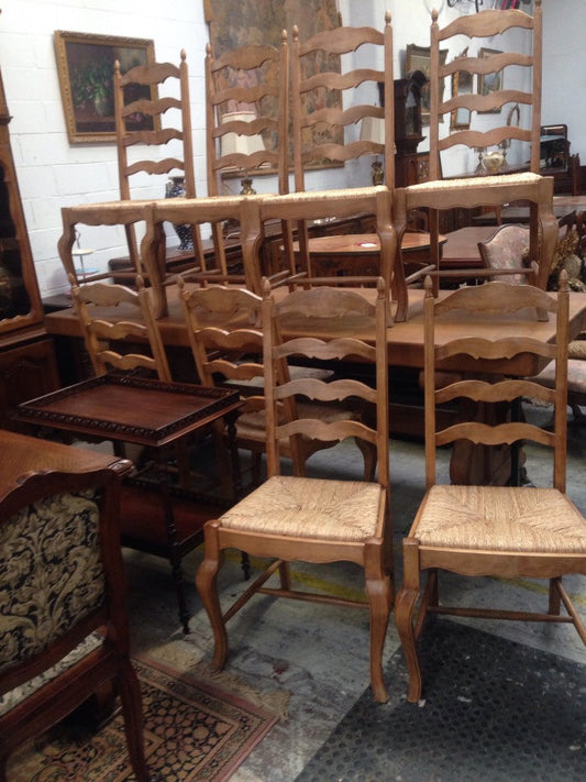 Set 8 French Cherrywood Dining Chairs