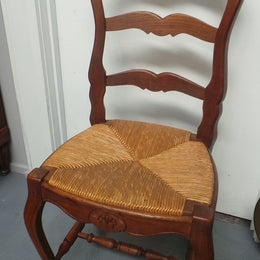 Set of Six French Oak Ladder Back Chairs