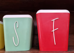 Set of Five Retro Plastic Canisters | Antique & Vintage | Moonee Ponds Antiques | Australia Wide Delivery