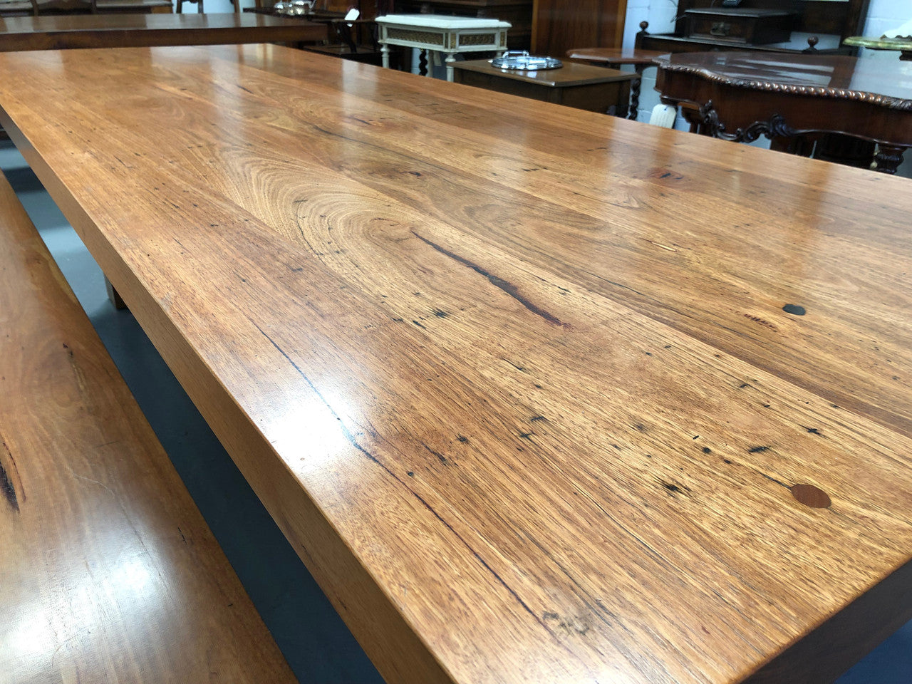 Industrial Style Dining Table and Bench Seats