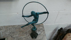French Art Deco Hoop Lady Statue Signed By Danseuse Au Cerceau | Antique & Vintage | Moonee Ponds Antiques | Australia Wide Delivery