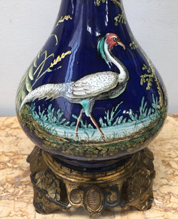 Rare pair of French Majolica Lamps | Antique & Vintage | Moonee Ponds Antiques | Australia Wide Delivery
