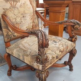 A sensational French walnut carved chair