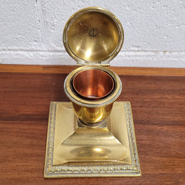 Victorian Brass inkwell pen holder in good original condition.