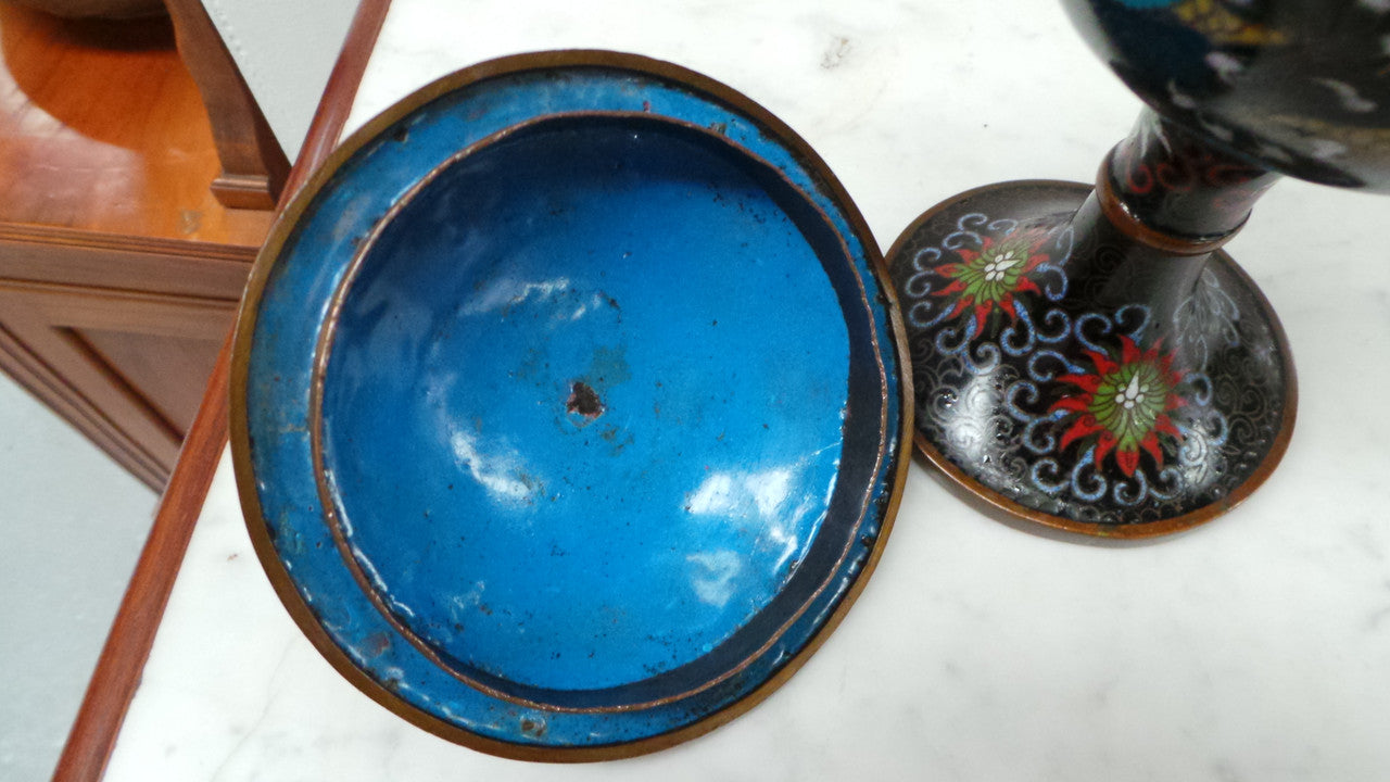 A Rare Antique Chinese Cloisonné Covered Censer With Five-Clawed Dragon | Antique & Vintage | Moonee Ponds Antiques | Australia Wide Delivery