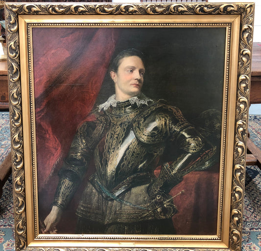 Gilt Framed French Style Oilograph Of Warrior