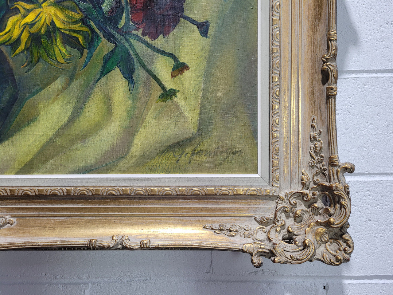Large Vibrant French Signed Oil on Canvas “Flowers In Vase” | Antique & Vintage | Moonee Ponds Antiques | Australia Wide Delivery