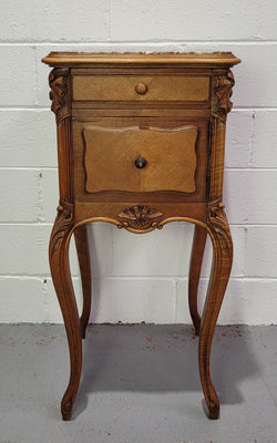 Single French Louis XV Style Walnut Inset Marble Top Bedside | Antique & Vintage | Moonee Ponds Antiques | Australia Wide Delivery
