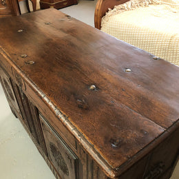 Early 18th century Antique French Oak coffee with beautiful original patina. In good original detailed condition.