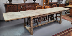 Raw Oak French Pedestal Extension Table 339cm Fully Extended | Antique & Vintage | Moonee Ponds Antiques | Australia Wide Delivery