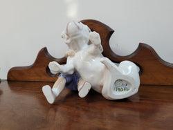 Two Friends Figurine 1790 Designed by Michaela Ahlmann for Bing & Grondahl (B&G) " Young boy hugging his patient Bulldog" | Antique & Vintage | Moonee Ponds Antiques | Australia Wide Delivery