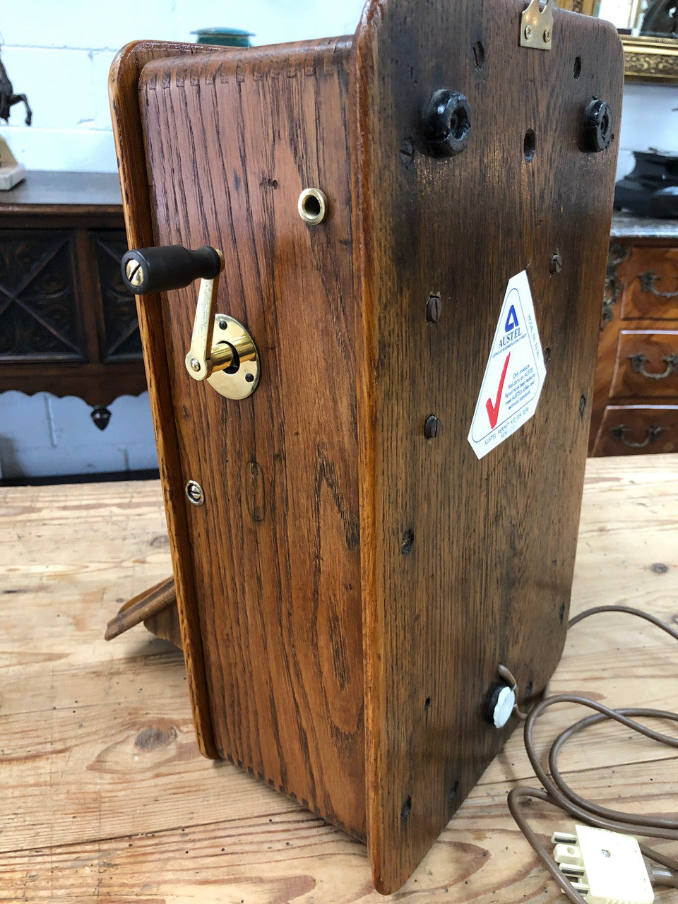 Fabulous Vintage Oak Wall Phone