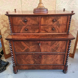 Rare Georgian Flame Mahogany Miniature Chest on Chest