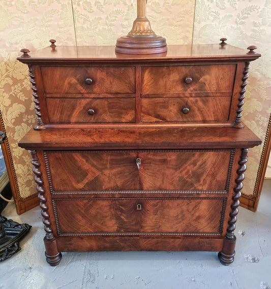 Rare Georgian Flame Mahogany Miniature Chest on Chest