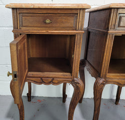 French Oak Louis 15th Style Marble Top Bedside Cabinets | Antique & Vintage | Moonee Ponds Antiques | Australia Wide Delivery